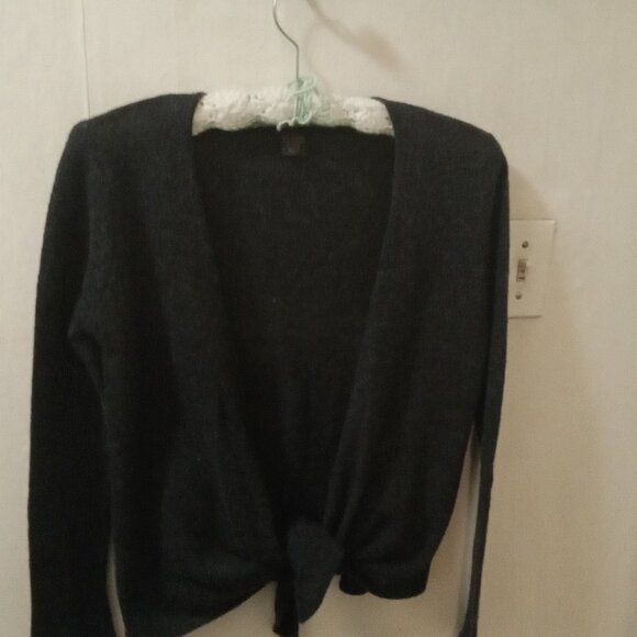 Philosophy Dane Lewis Dark Gray cashmere Open Front Wrap Cardigan Sz S - Picture 4 of 6